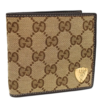 $8.50 • Buy Auth GUCCI GG Canvas Crest Wallet 203602-493075 Bifold Wallet Beige Canvas Purse