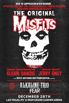 MISFITS: DANZIGJERRY DOYLE W/ ALKALINE TRIO/FEAR 2017 LAS VEGAS CONCERT POSTER • $18.18