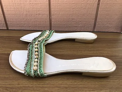NEW Giuseppe Zanotti VICINI 40 US 10 Women Beads Leather Sandals Shoes Slides C7 • $129