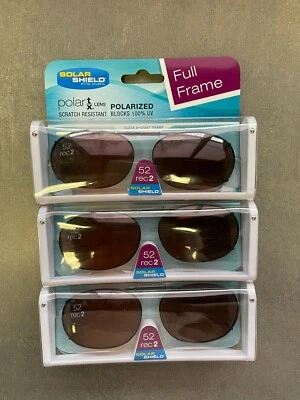 $10.99 • Buy 3 PACK Solar SHIELD CLIP ON Sunglasses FULL FRAME 52 REC 2 Brown FREE SHIPPING