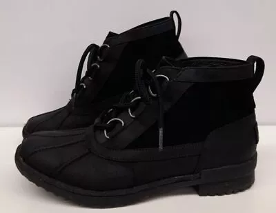 UGG Women's Heather Waterproof Chestnut Ankle Black Size 8.5 Boots • $34.99