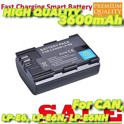 High Capacity 3600mAh Battery For LP E6N LPE6N Canon EOS 5D2 5D3 6D 60D 70D 7D • $34.77