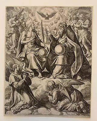 Martin De Vos / Johannes Sadeler (c 1588) GLORIA Engraving • $250