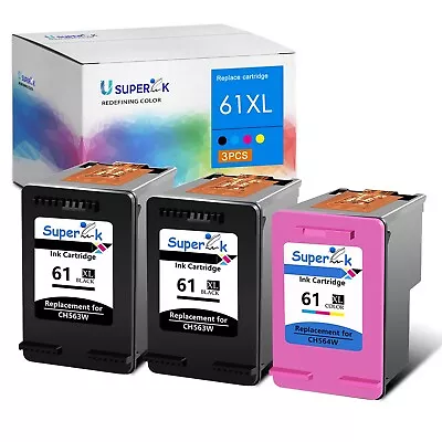 Compatible With 61XL HP Deskjet 1000 1050 1055 1510 3510 3PK Black Color Ink • $32.36