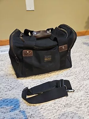 Vintage Eddie Bauer Canvas Leather Duffel Bag Travel 15 X 12 X 8 Brass Hardware  • $56.21