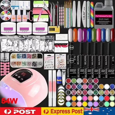 Full DIY Nail Polish Kits 54W UV Lamp Acrylic Powder Liquid Glitter Manicure Set • $17.59