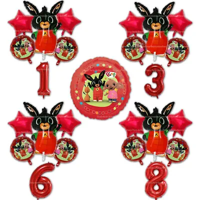 Bing Bunny & Friends Birthday Balloons Party Theme Decorations Red Age Number • £9.99