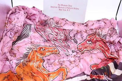 VTG American Museum Natural History Silk Scarf  Art Horses  • $35.99