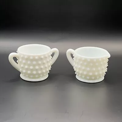 Fenton Milk Glass Hobnail Creamer And Sugar Small Set Vintage • $12.99