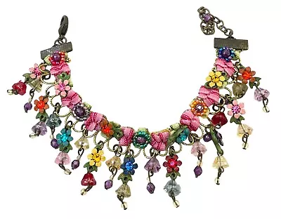 Michal Negrin Multicolored Floral Bracelet With Flowers And Ribbon-Excellent • $89