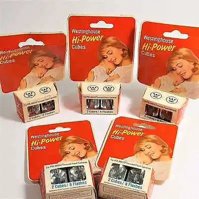 $24 • Buy Vintage Flash Cubes Lot Westinghouse Hi Power 5 Boxes 10 Flashcubes 40 Flashes