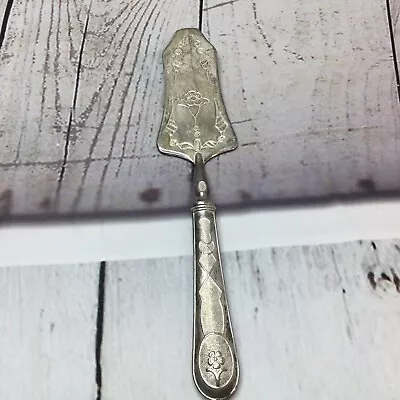 Vintage Italy Mezel Ep Zinc Cake Knife Silver Plated Design Floral  • $33.70