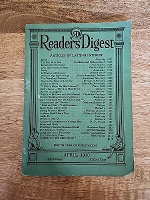 Readers Digest April 1930 Hetty Green Will Durant John Erskine Marquis Childs • £8.03