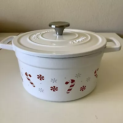 Martha Stewart 4 Quart Enameled Cast Iron Dutch Oven Candy Cane Peppermint • $43.99