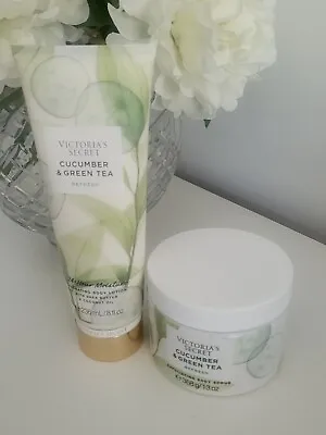 Victoria Secret Cucumber And Green Tea Exfoliating Body Scub And Body Lotion  • $75