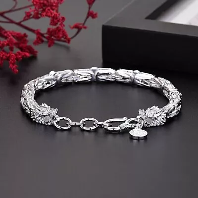 925 Sterling Silver Elegant Unique Dragon Bracelet Vintage Trendy Retro Bangle • $8.65