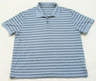 J. Ferrar Blue & Black Short Sleeve Polo Shirt Mans Mens XL Cotton Striped 1-765 • $7.98