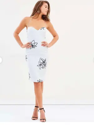 MAURIE + EVE Size 10 White Halter Neck Pencil 'Pierre' Dress NEW RRP $166 • $12.87
