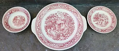 Vintage Royal China Ironstone Platter Cake Chop Platter Memory Lane W/Bowl & Plt • $27