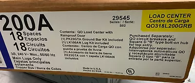 Qo318l200grb Square D 200a Main Lug Load Center Rainproof W/ Cover • $1000