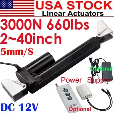 Electric Linear Actuator Motor 12V DC 3000N 660lb 2 ~ 40  Heavy Duty Waterproof • $9.99