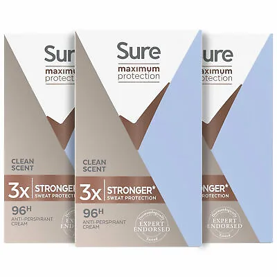 £15.99 • Buy Sure Women Maximum Protection Clean Scent Anti-Perspirant, 3 Pack, 45ml