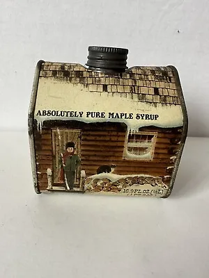 Vintage 1984 Log Cabin Maple Syrup Canister Metal Tin • $9.99