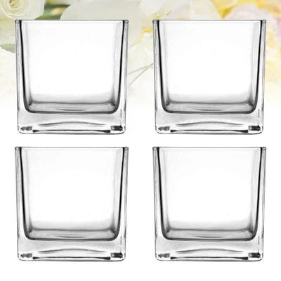 £29.75 • Buy 4 Pcs Glass Cube Vase Decorate Desktop Decoration Hydroponic Containers