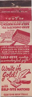 Self Rite Match Company Baltimore Maryland Matchbook Cover 1950's • $1.19