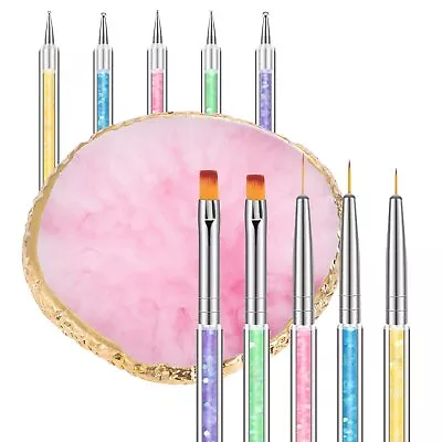 6 Pcs In 1 Set Resin Nail Art Palette With 5 Nail Brushes Nail Tech Supplies To • $10.62