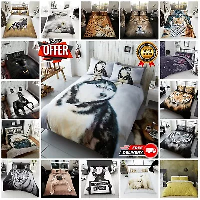 Animal Duvet Cover Set Printed Reversible Bedding Quilt Single Double King Size • £17.99