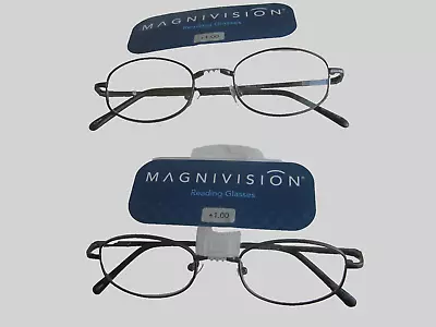 CLOSEOUT!!! Magnivision Men Reading Glasses 'Chris' +1.00 - 2 Pairs • $5.95