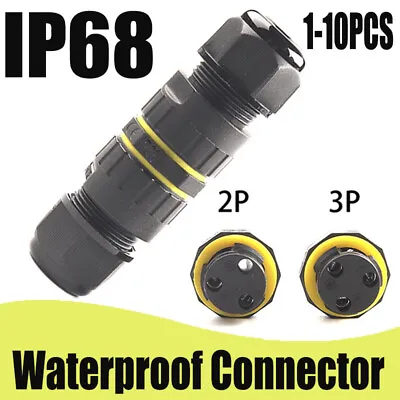 £3.98 • Buy 1-12x IP68 Waterproof Wire Connector Electrical Cable 2/3Pin Outdoor Plug Socket