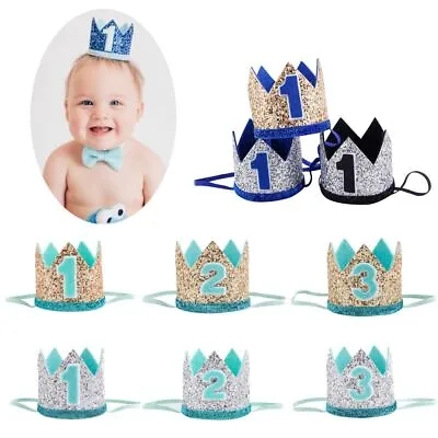 1st -3th Baby Girl Boy Birthday Crown Hat Headband Hair Accessories Party Decor • £5.56