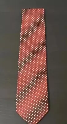 Canali Tie Red Black 3.62W 56L Striped Geometric Neck Tie 100% Silk Italy • $27.95