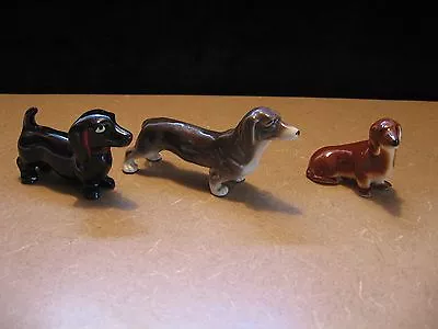 Lot Of 3 Vintage Porcelain / Ceramic Dachshund Dog Figurines  (Y57) • $12.50