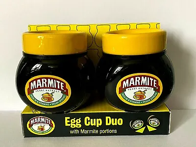 Rare NEW - Official MARMITE Ceramic Egg Cup Duo + Marmite Portions Gift Set • £24.99
