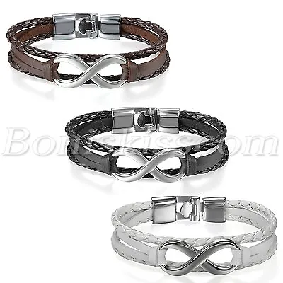 Classical Love Infinity Symbol Multilayer Leather Men Women Bracelet Bangle Cuff • $7.99