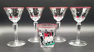 Vintage 1950s Libbey Pickwick Dickens MCM Cordial Martini Glasses Set • $27