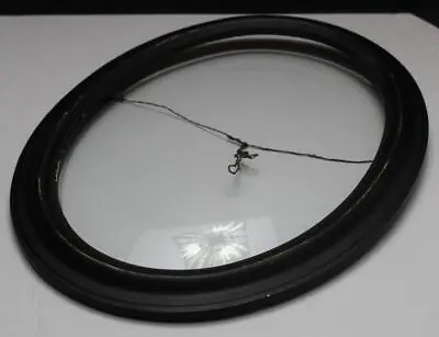 Vintage Antique Curved Bubble Convex Glass Wood Oval Picture Frame 22x16 NICE! • $75