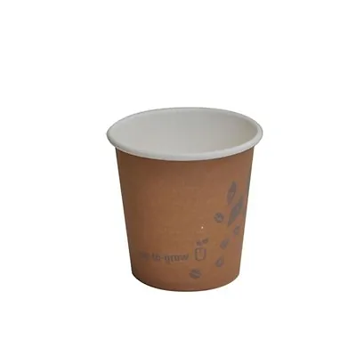 4oz PLA Single Wall Coffee Cup BROWN Print  1000 Pcs • $78.59