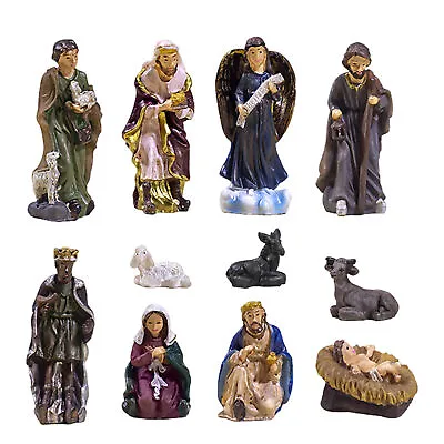 Nativity Set 11Pcs Resin Statue Holiday Christmas Decor Nativity Scene Figurine • £18.21