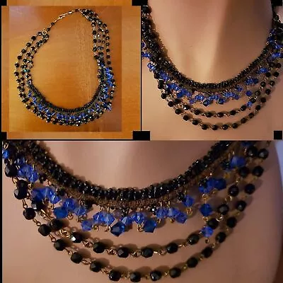 Genuine Artisan Made 3-Teired Vintage Trim Bib Necklace * Swarovski Crystal • $65