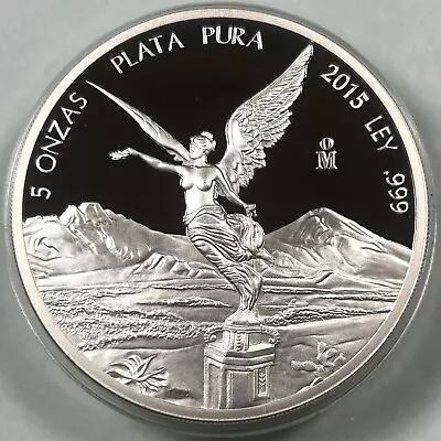 2015 Mexico Proof 5 Onza Libertad 5 Oz .999 Silver Plata Pura Gem DCAM Proof • $188.02