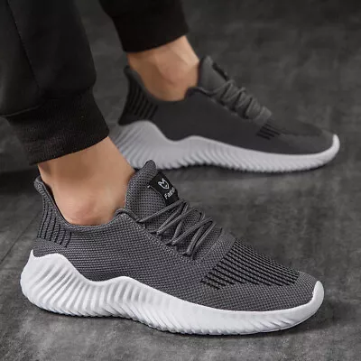  Men's Shoes Sneakers Gray Lightweight Shoes Mesh Walking Sneaker Male Tennis • $39.19