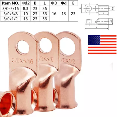 Bare Copper Lugs Ring Terminals Battery Wire Welding Cable Connectors 8-4/0 AWG • $7.39