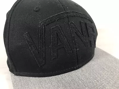 VANS Embroidered Raised Logo Black Grey Snapback Hat Adjustable Cap • £11.99