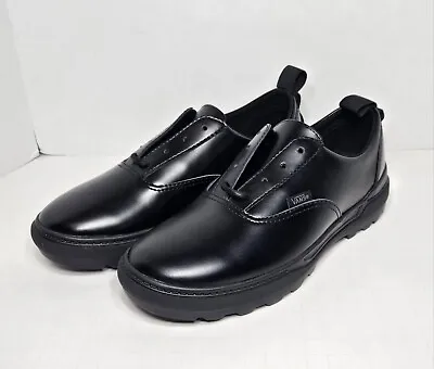 Vans Colfax Low Shoes UltraCush Leather Black Dress Shoes Size Mens 6 Womens 7.5 • $30.83