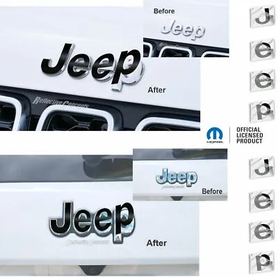 JEEP Front And Rear Emblem Overlay Decals For 2014-2021 Jeep Grand Cherokee • $19.99