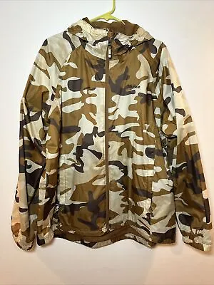 L.L Bean Nylon Jacket Brown Camouflage Camo 290527 Mens Sz Large L Rain Jacket • $37.99